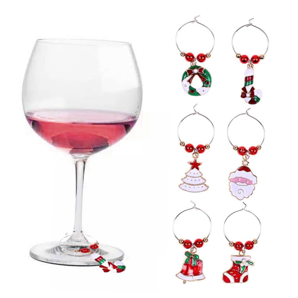 Ciieeo 3 Set Di Decorazioni Natalizie Per Bicchieri Da Vino Ciondoli in Metallo Segnabicchieri Per Eventi Festivi 18 Pezzi * 3