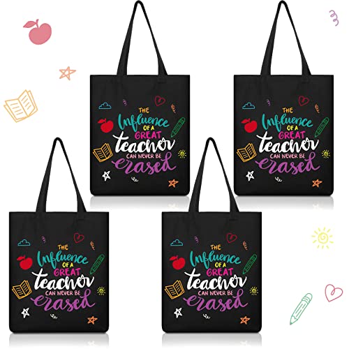 Black Canvas Teacher Tote Bag with Inner Pocket