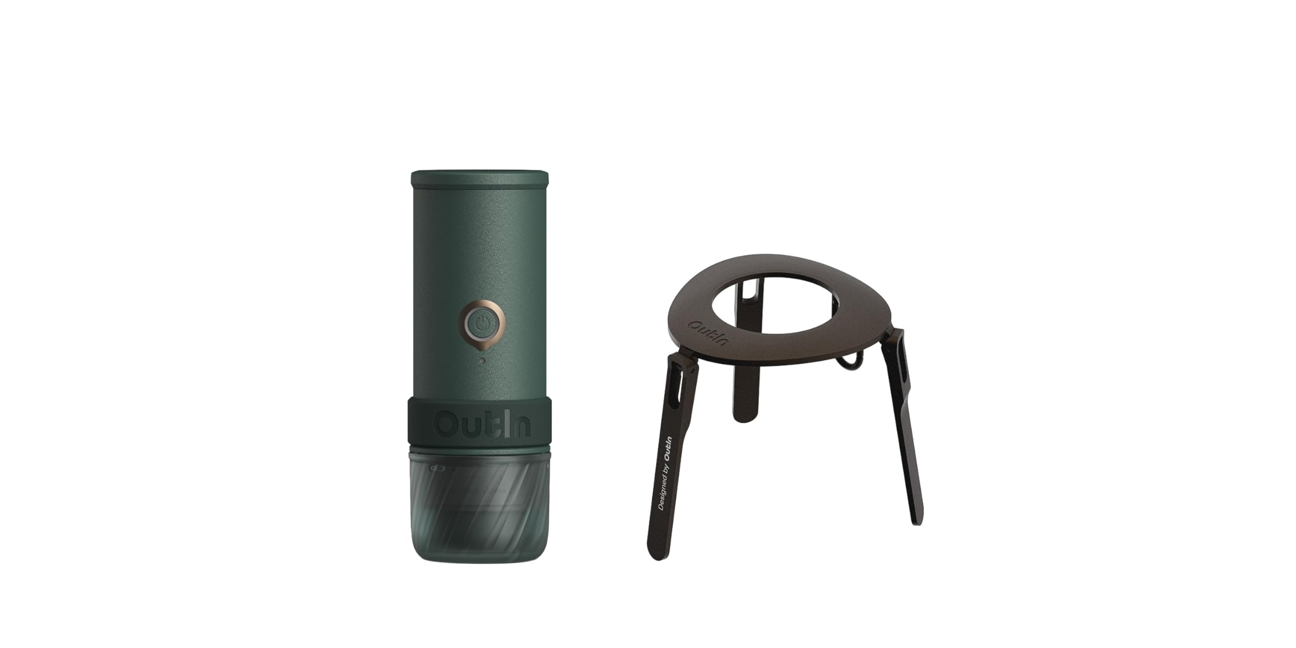 OutIn Mino Macchina per caffè espresso elettrica portatile supporto da Caffè Pieghevole e Ultra-Portatile con Moschettone