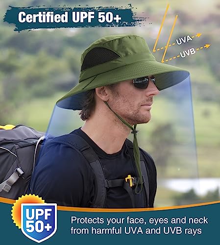 Wmcaps Sun Hats, Wide Brim UPF 50+ Sun Hats for Men Summer Beach Safari Hat UV Protection, Foldable Fishsing Walking Hiking Boonie Hat with Breathable Mesh and Adjustable Chin Strap - Image 4