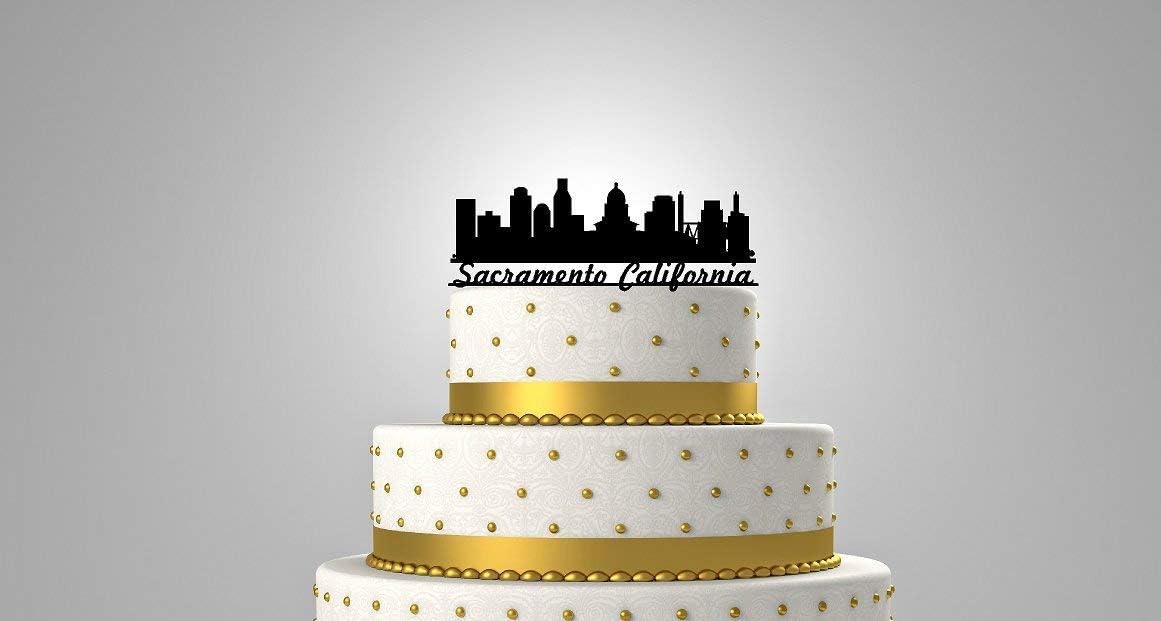 Sacramento California, The City Of Trees, Sactown, The Big Tomato, Skyline Wedding Cake Topper With Your Name Or Phrase