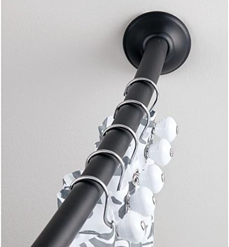 iDesign 75371 Hooks Made of Metal and Plastic, Set of 12 Stylish Curtain Rings for Bathroom and Shower, White/Chrome, Classic