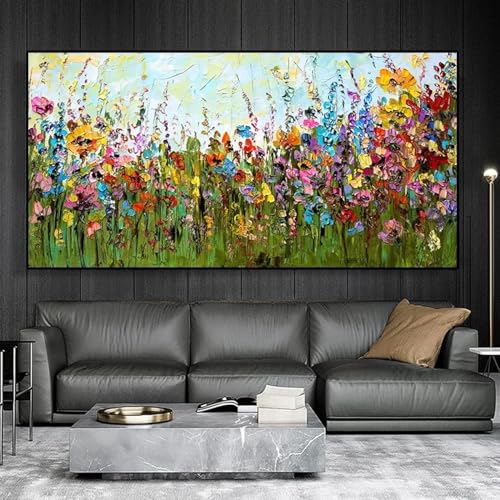 Fleurs colorées abstraites sur toile pour illuminer un mur sombre
