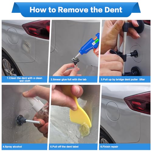 Manelord Dent Puller - Car Dent Repair Kit, Dent Removal Kit with Double Pole Bridge Dent Puller for Auto Dent Removal, Door Dings and Car Hail Damage(with Glue Set)