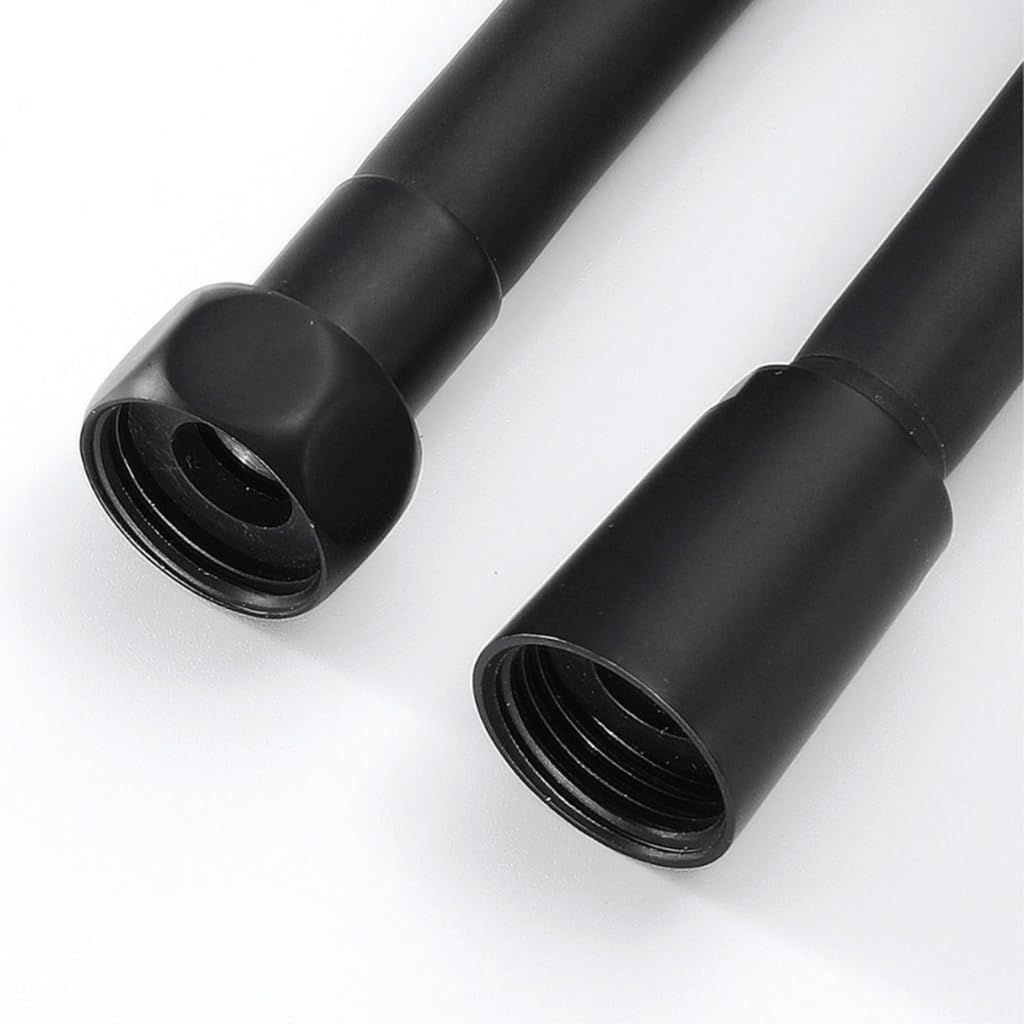Manguera de ducha extensible de PVC negro de 1,5 m, rotación de 360°, antitorceduras, resistente a alta presión, para grifo de bañera
