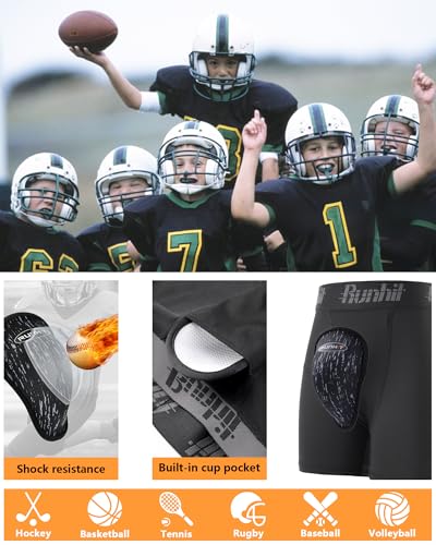 Runhit Boys Cup Underwear for Baseball Football, Youth Compression Shorts with Soft Protective Athletic Cup Boxer Brief3