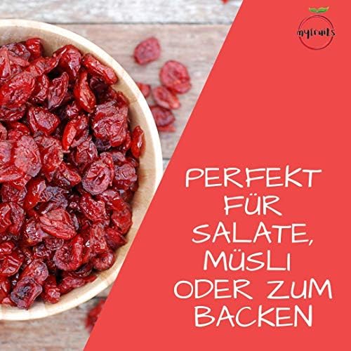 myfruits® Żurawina z sokiem ananasowym, suszona, bez wyrafinowanego cukru. Idealna do musli, jogurtu lub sałatek (puszka 425 g)
