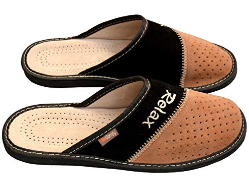 BeComfy Heren Sloffen Slippers Pantoffels Leder Echt Leer Suede Gift met Gepersonaliseerde Inscripties Zwart Grijs Beige… - Image 4