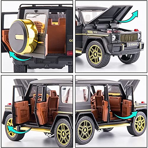Image of DEUSON ECOM 1:24 Scale G Wagon Toy Car for Kids Diecast Metal Model G63 Light Sound Pullback Openable Door, Black