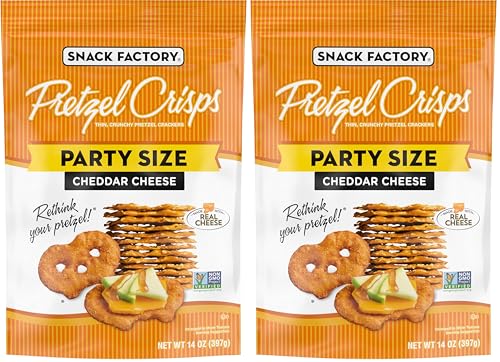 Image of Snack Factory Pretzel Crisps, Cheddar Cheese, Party Size, 14 Oz (Pack of 2)