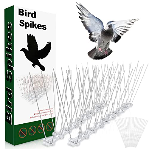 Pinchos Antipalomas 12 Piezas 25cm Kit de 3M Repelente de Pájaros con 24 Bridas de plástico Púas...