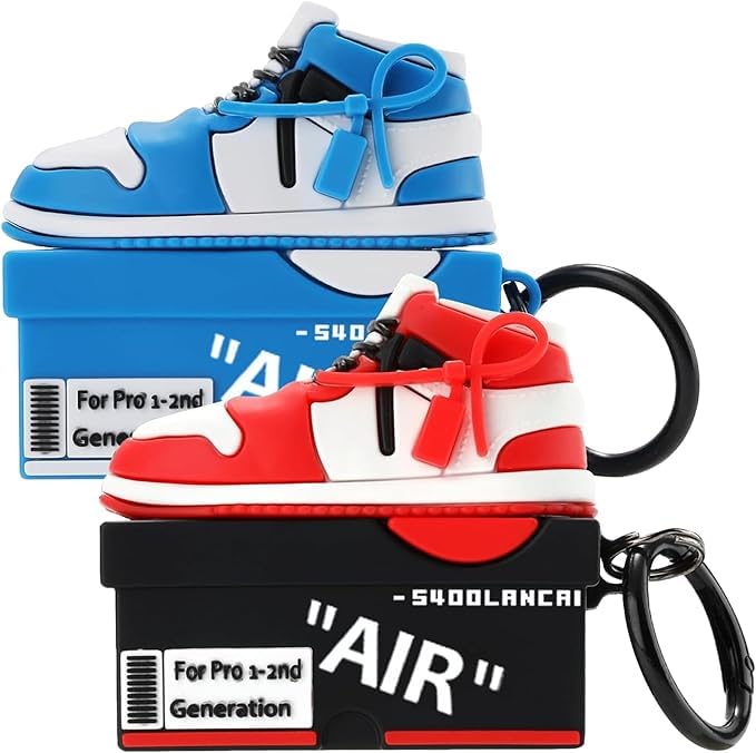 [2Pack] for Apple Airpods Pro 2 Case Cover Cute Cartoon Shoe Box Soft Silicone Protective Cases for AirPods Pro 2nd Generation Case with Keychain for Women Men