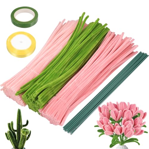 320 Pcs Limpiapipas Manualidades,Limpia Pipas Para Manualidades,Set De Limpiapipas Flores,Pipe Cleaners For Flower Set,Kit De Limpieza De Pipas Para Manualidadess Diy Tallos De Flores Cinta,Etc