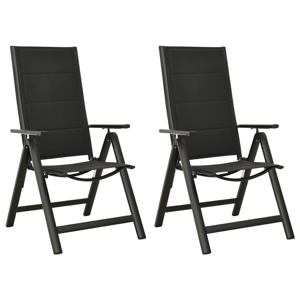 Chaises pliables de jardin alu textilène noir fauteuil extérieur inclinable terrasse patio