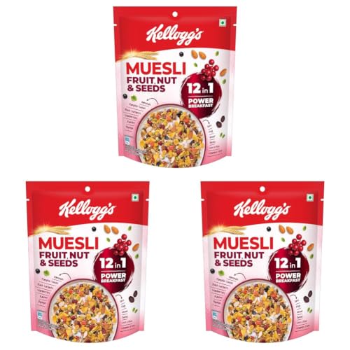 Image of Kellogg's Muesli Fruit Nut & Seeds | 12 In 1 Power Breakfast | No Maida No Palm Oil | India's No 1 Muesli | 240g (Pack of 3)