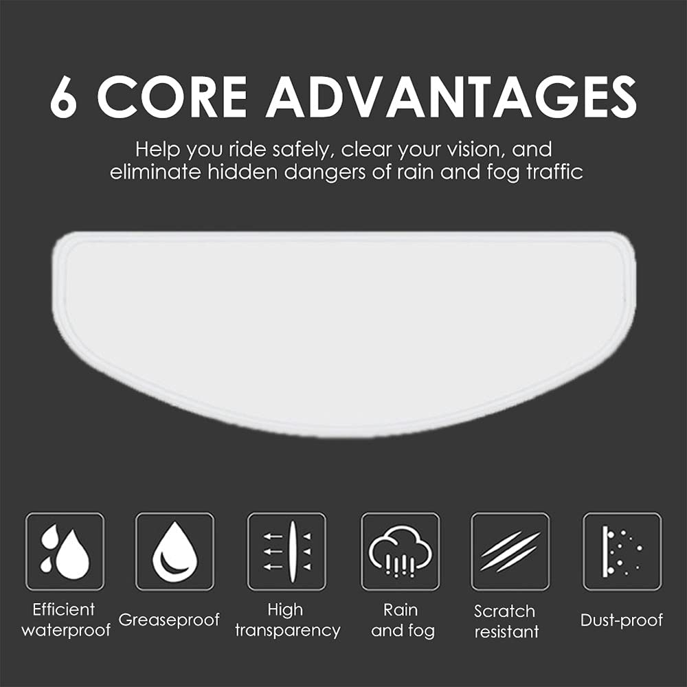 Riloer Motorcycle Helmet Anti-Fog Film, Clear Rainproof Fogproof PET Fog Resistant Helmet Visor Shield Film for Riding Safety Universal