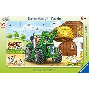 Ravensburger Kinderpuzzle – 06044 Traktor auf dem Bauernhof – Rahmenpuzzle für Kinder ab 3 Jahren, mit 15 Teilen