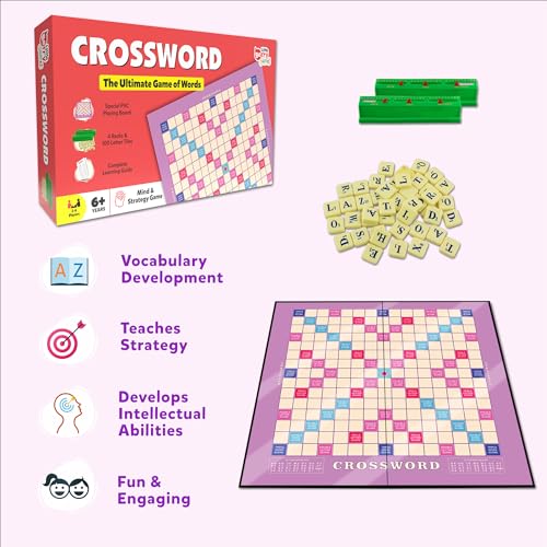 Image of Crossword Board Game for Kids & Adults | Ultimate English Word Building Game for All Ages | Multiplayer Educational Vocabulary Builder Game Set | Big Size Learning Word Puzzle Game Toys