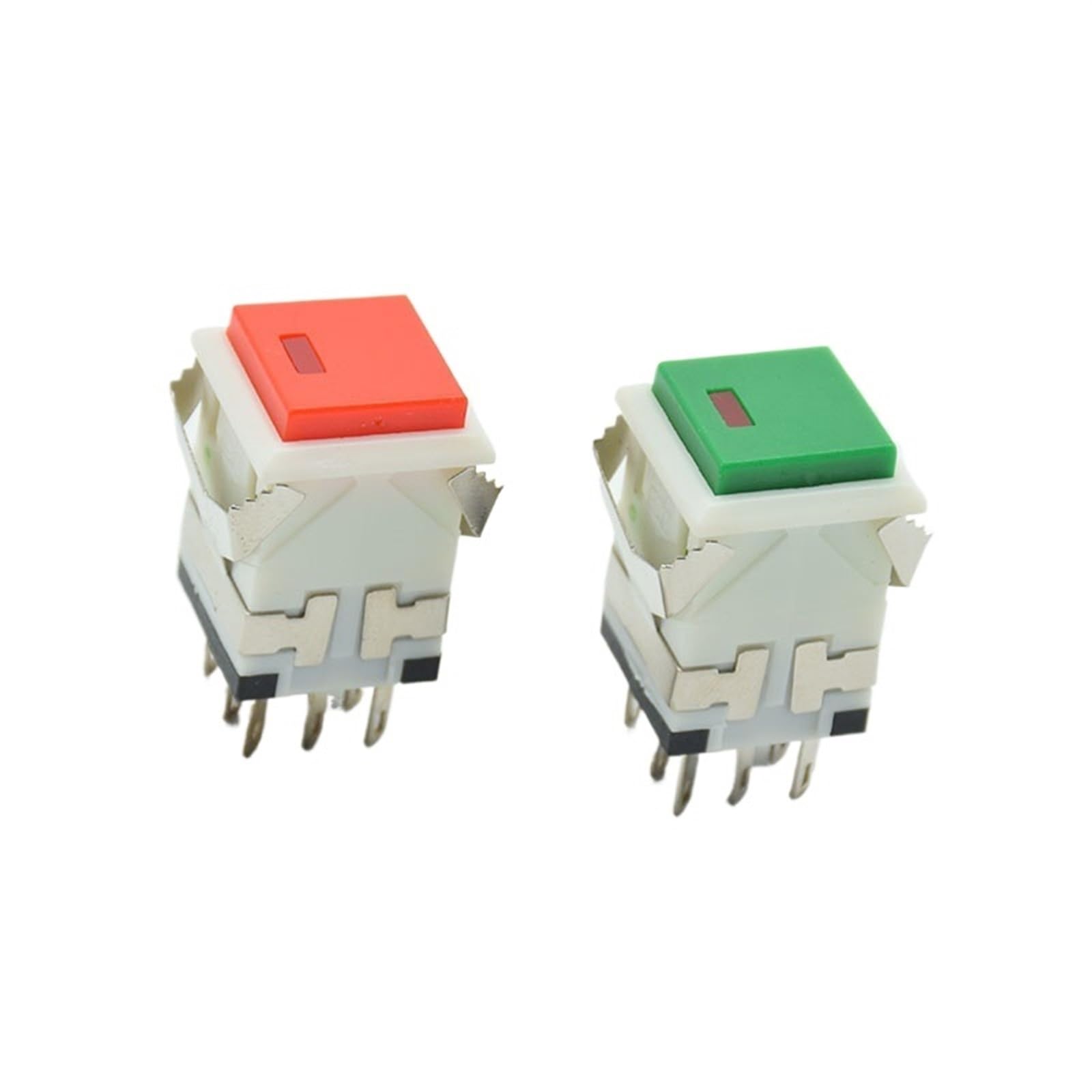 JNURGWLYH Square Cap 2NO 2NC 8pins Momentary/Reset Push Button Switch with lamp AC 3A/250V 6A/125V(Each color 1pcs)