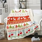 coperta a tema natalizio merry christmas tree renna modello coperta in pile cervo fiocco di neve coperta pelosa babbo natale cartone animato patchwork coperta letto in peluche decorazione casa