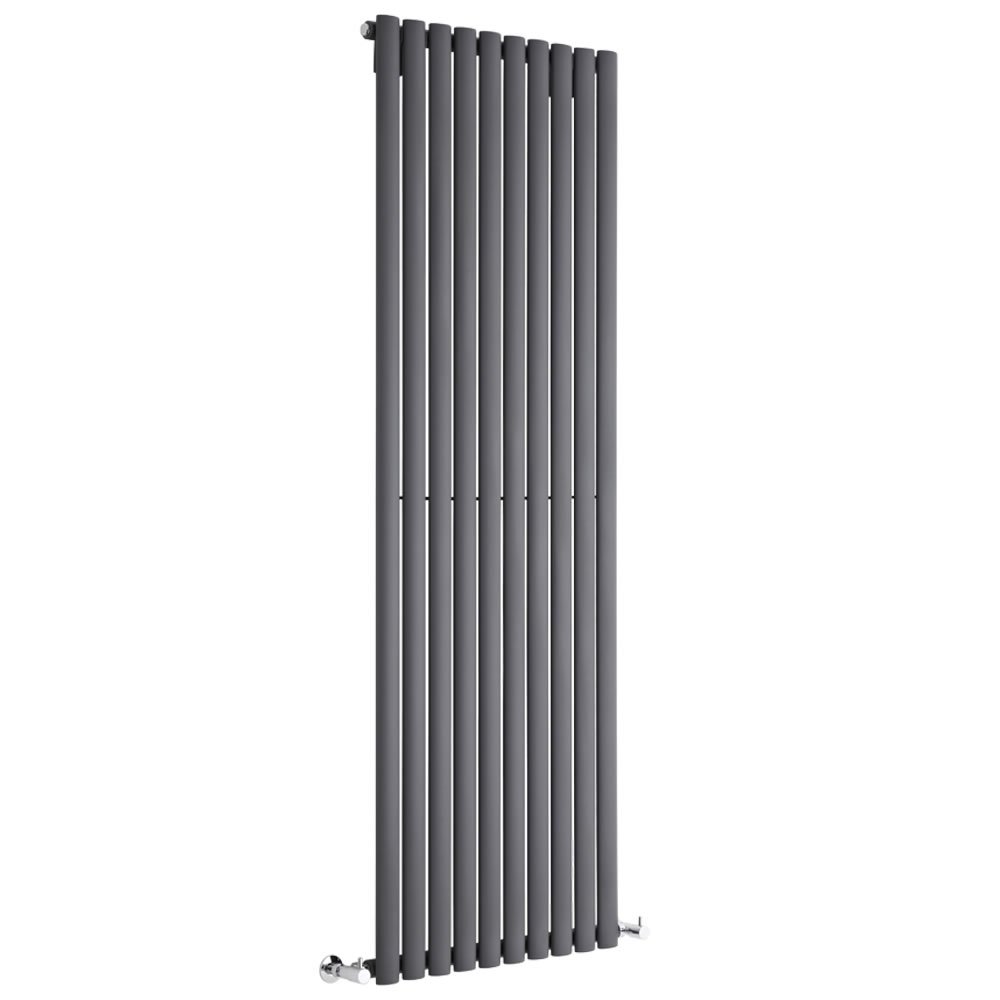 Milano Aruba Anthracite Vertical Single Oval Panel Radiator - 1780mm x 590mm