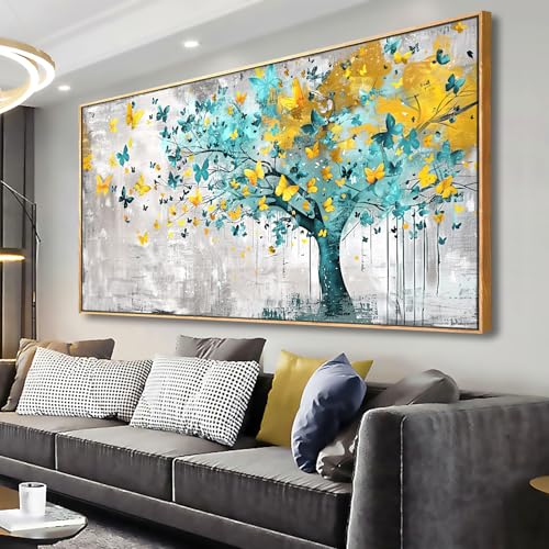 Wall Art Tree of Life Wall Decor Abstract Graffiti Teal