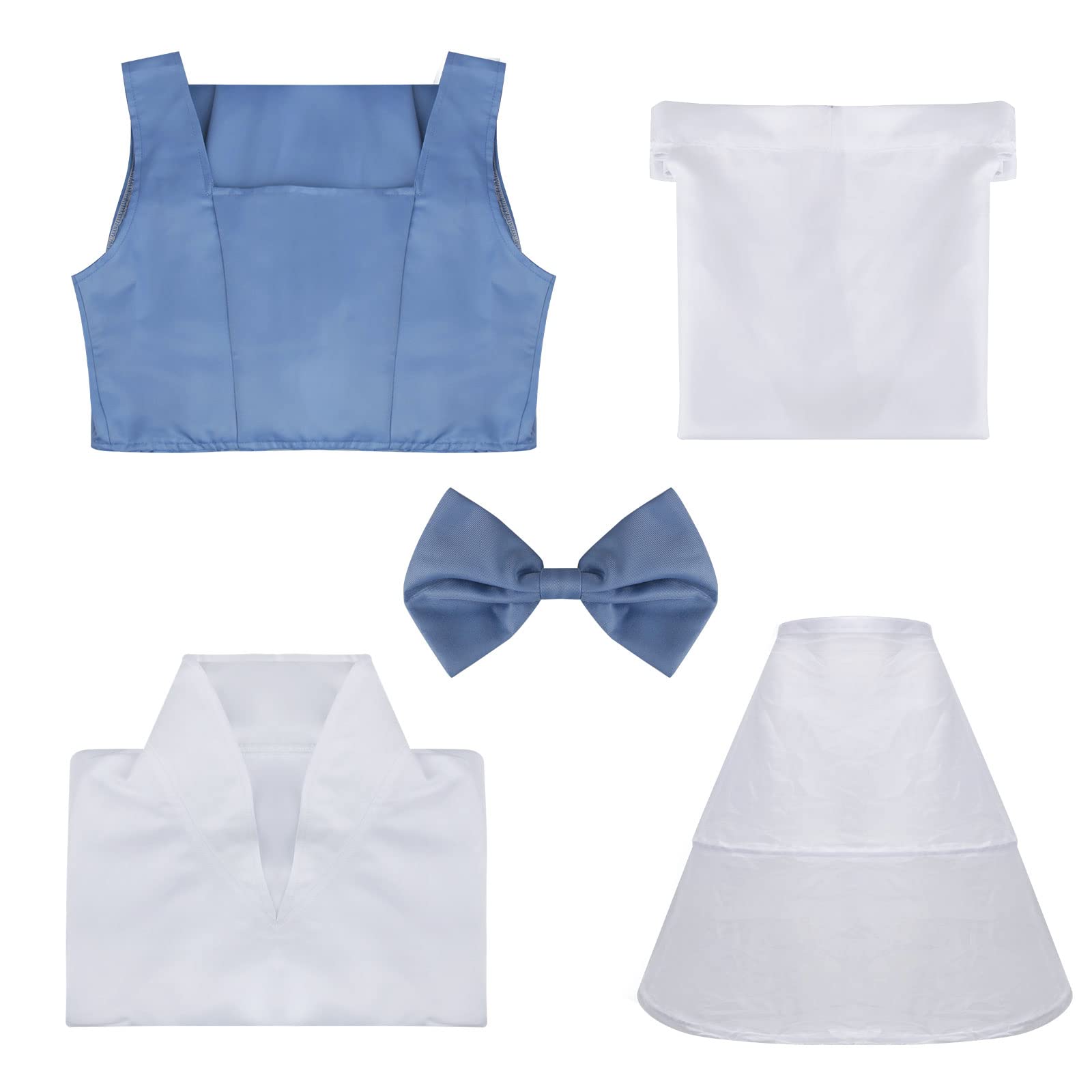Belle Princess Dress Up für Damen Kostüm Maid Outfit mit Schleife Halloween Cosplay Anzug Zubehör