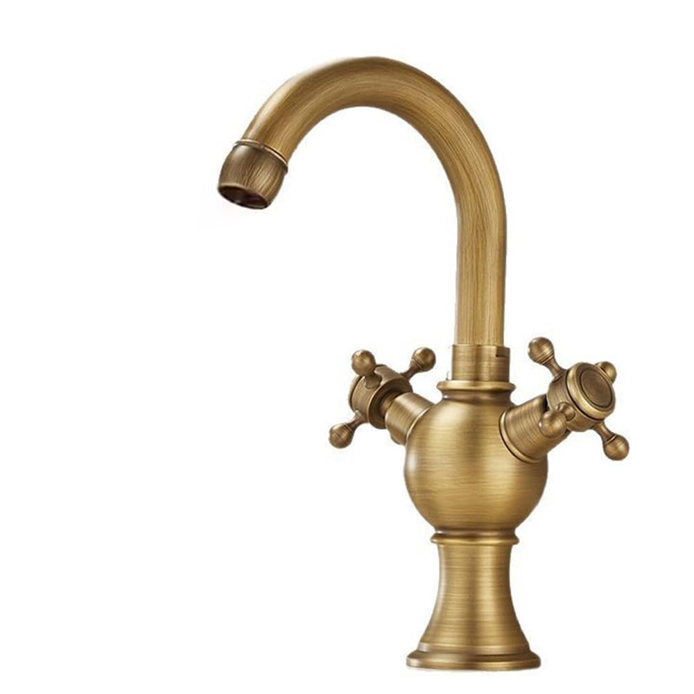 Robinet évier salle de bain pivotant 360° à double levier eau chaude et froide