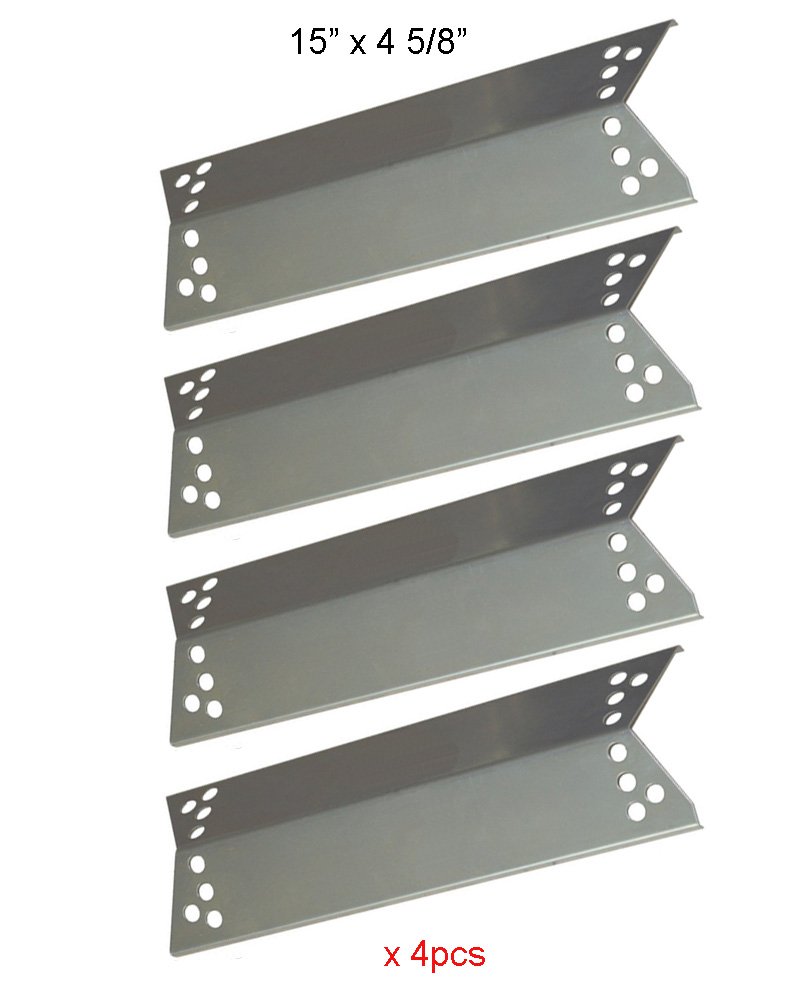 BBQ funland SH0681(4-Pack) Stainless Steel Heat Shield Heat Plate, Heat Tent, Burner Cover, Flavorizer Bar for Charbroil, Nexgrill, K-Mart, Kenmore Sears, Tera Gear Model Grills