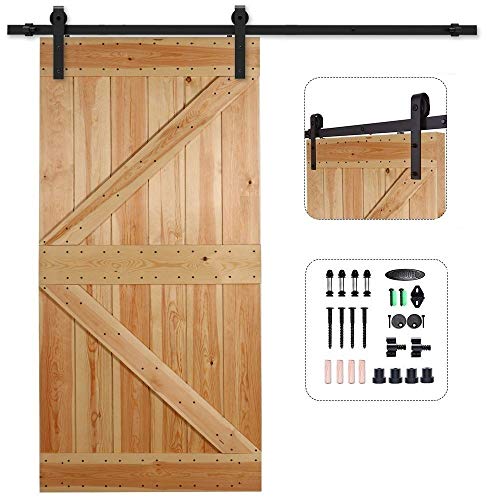 CCJH 4FT Sliding Barn Door Hardware Kit, Heavy Duty, Smoothly and Quietly, Easy