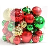 Annecy Christmas Tree Ornaments - 36 PCS Shatterproof Christmas Ball Ornaments Set for Holiday, Wreath & Party Decorations (Multi-Size, Red, Green, Gold)