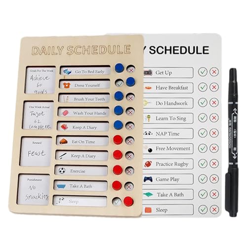 Vriusi Tableros de planificación de rutina, tarjetas de tabla de rutina, tablero de lista de verificación diaria con deslizador desmontable para aula, hogar, área de trabajo, y dormitorio