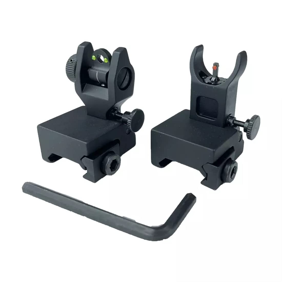 Viseur de Fer Avant arrière AR15 en Aluminium Tactique avec Vue de Fibre Optique AR15 Rouge Vert