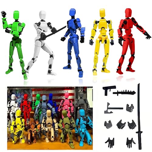 Image of Titan 13 Action Figure, Assembly Completed 3D Printed Action Figure, Multi-Jointed Movable Dummy Robot, Articulated Desktop Toy for Collectors, Poseable Desk Decoration, Gifts for Kids Adults (5PCS)