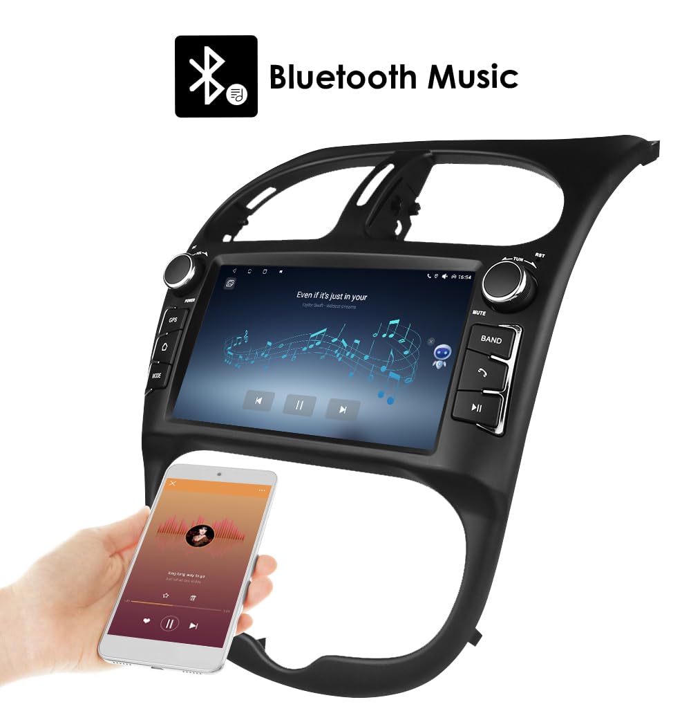 Ossuret Autoradio pour Peugeot 206 206CC 206SW (2000-2008), 7 Pouces Android 14 écran Tactile 2+32 Go Navigation GPS avec Carplay Android Auto WiFi Bluetooth USB