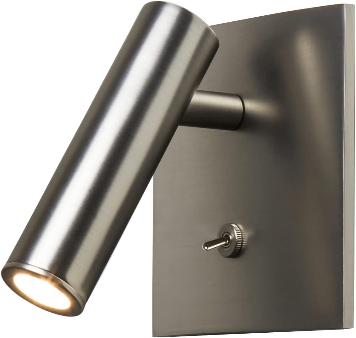 3W LED Wall Flush Mount Directional Spotlight Bedside Reading Light On/Off Button Focus Lighting Adjustable Sand_Nickel Nature White