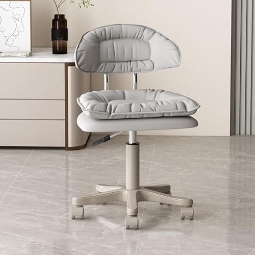 Dunuiovキャスターチェア、静音、耐荷重300kg、360度回転、シートリフト、シンプル、耐久性、高性能、人間工学、ライトグレーPUレザー、レギュラーレザー仕上げ (ライトグレー)