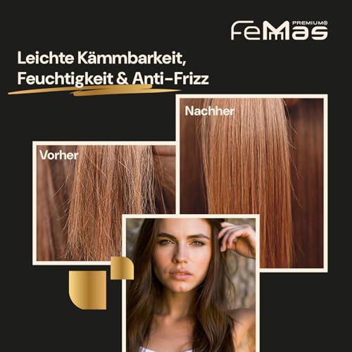 4. Bild von FemMas Bi-Phase Keratin Leave In Conditioner Sprühkur 320ml I 2 Phasen Feuchtigkeitsspray I Haarpflege-Spray ohne Ausspülen I für beschädigtes & strapaziertes Haar I Anti-Frizz Detangler Haar-Kur