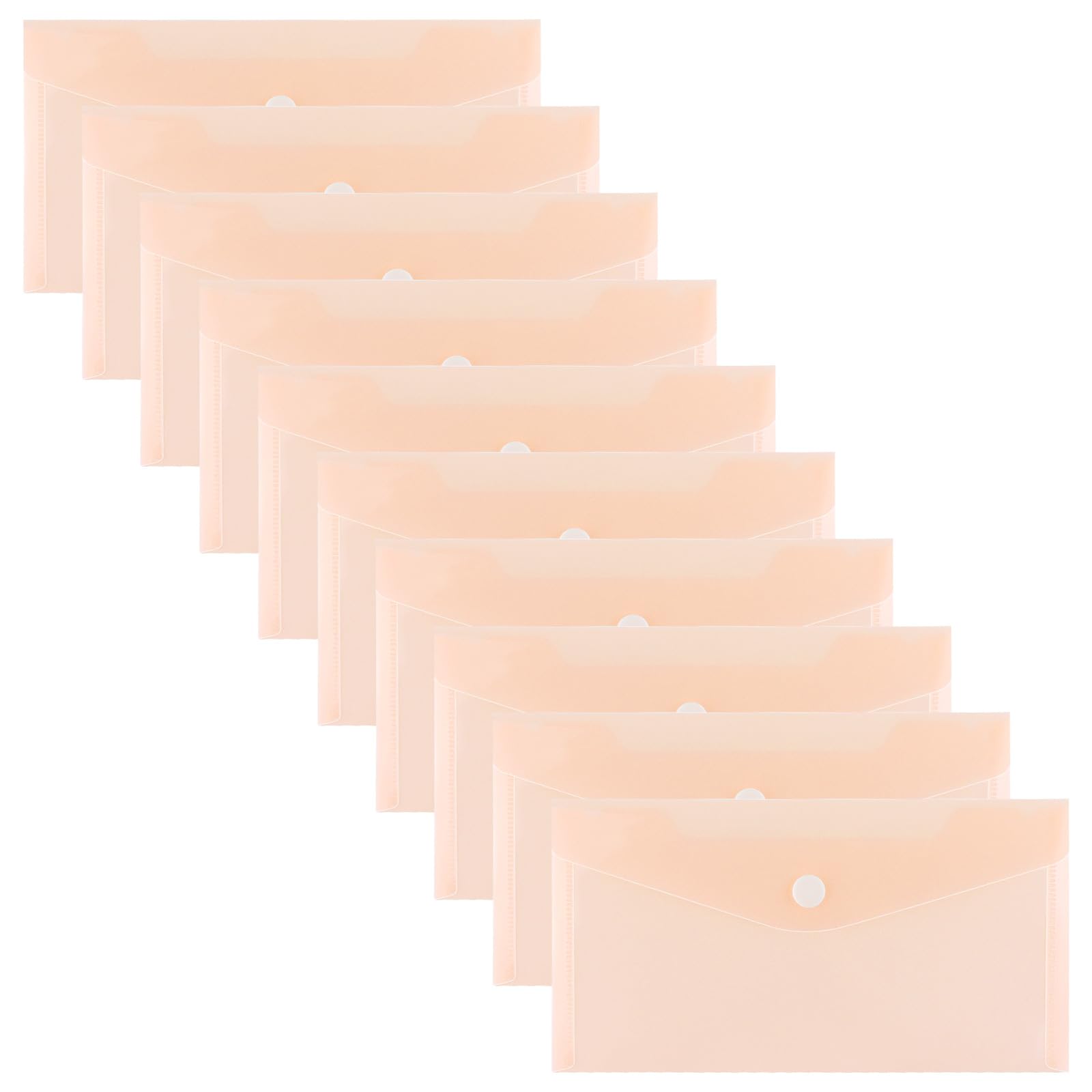 10 Pcs Plastic Envelopes with Snap Closure, Clear Plastic Envelope, Plastic Folders for Stationery Organizer (10, Pink)