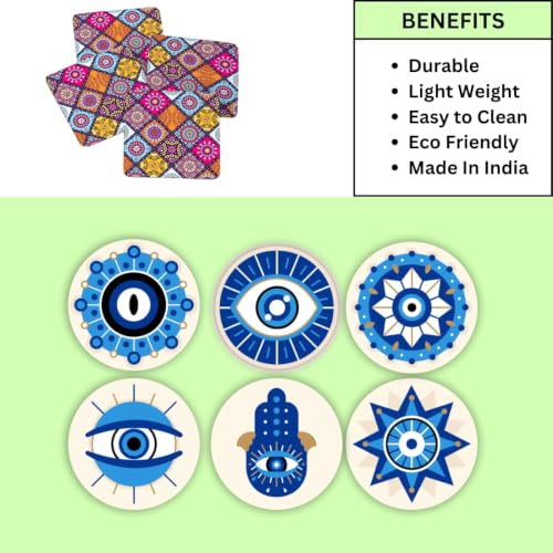 Image of Zesta Coasters for Cups Set of 6 / Wooden Coasters for Bar Accessories for Home /Tea Coaster Set of 6 / Waterproof Dining Table Decor Glass Cover
