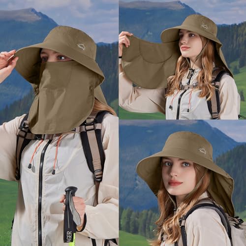 Image of Sun Hat for Men Women with Neck Flap,UPF 50+ UV Protection Fishing Hat