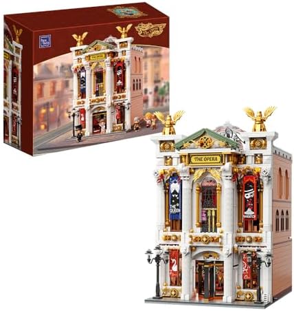 PANTASY Vintage European Grand Theater Building Set-Modular Model with Crystal Chandelier, Transparent Dome&Expandable Street Scenes Retro Collectible Theater Architecture for Adults &Home Décor Gift