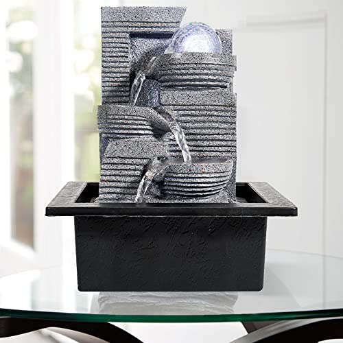 WICHEMI Tabletop Water Fountains with Rolling Ball, Feng Shui Zen