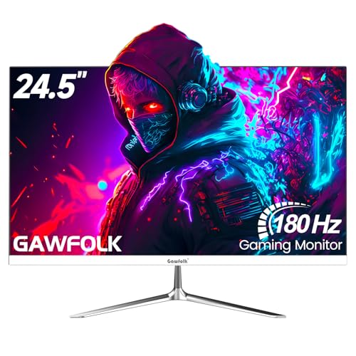 Image of Gawfolk 24.5 Inch Gaming Monitor, 144hz /180hz PC Monitor FHD 1080P Frameless Computer Monitors, VA, sRGB 100%, DisplayPort, HDMI, Eye Care, Wall Mount Compatible (White)