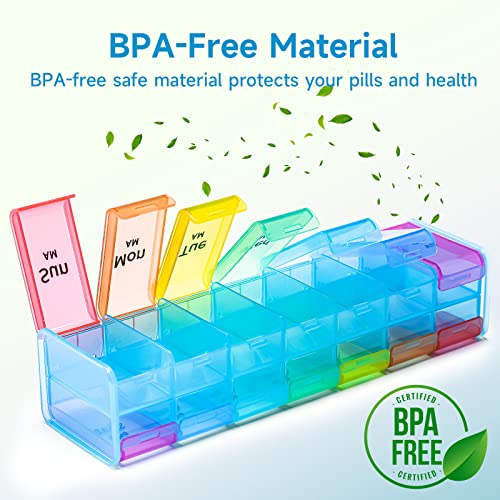 Organizador de pílulas extra grande, 2 vezes por dia, grande organizador semanal de medicamentos, ca