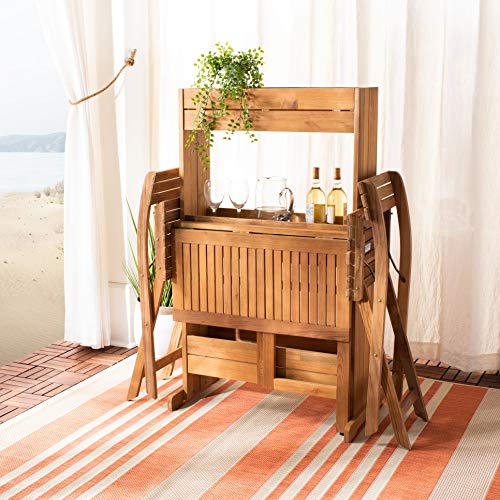 Safavieh Pat7047A Outdoor Collection Barley Natural Flower Shelf 3-Piece Bistro Set #TOP1