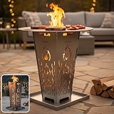 FireDesire Grill Pro Feuerkorb 80cm + Grillplatte + Ascheschale...
