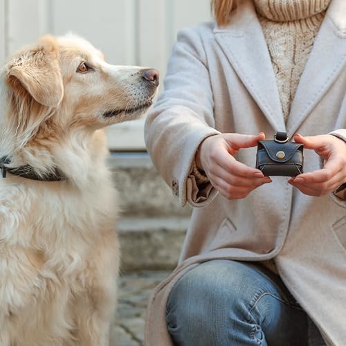 Gusti Leder Kotbeutelspender Lanzo - Hygienebeutelspender Hund Haustier Vierbeiner Schwarz Leder