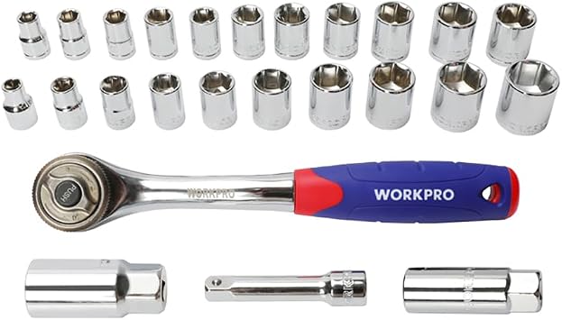 WORKPRO WP202528 3/8’’ Metrik/İnç 32 Parça Cr-V Profesyonel Lokma ve Kombine Anahtar Takımı