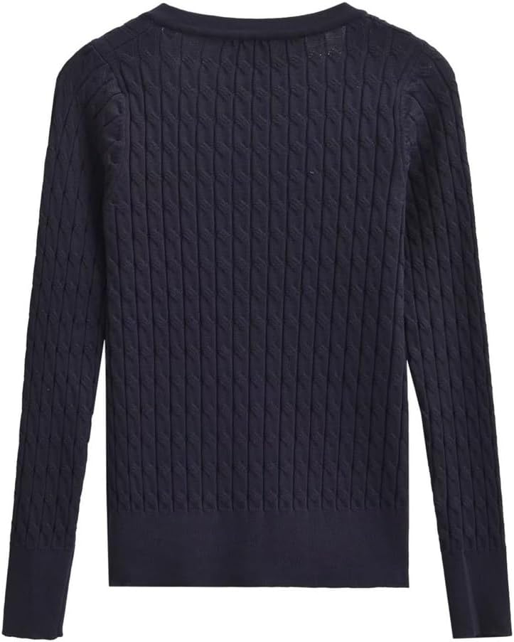 Women's Solid Color Slim V-Neck Eight Strand Knit Sweater Autumn Top